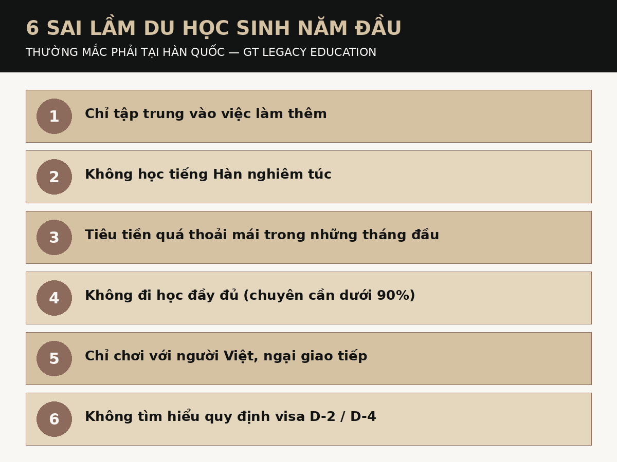 6 sai lầm du học Hàn Quốc năm đầu thường gặp - GT Legacy Education
